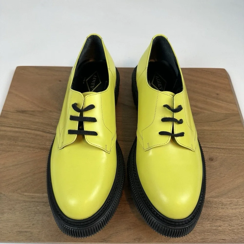 Mens Adieu Type‎ 101 Waxed Yellow Leather Platform Creepers Oxfords Size EU 43